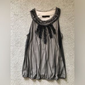 5/$15 The Limited Ruffle Tulle Layered Tank Top with Banded Bottome